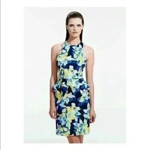 Life With Bird Yellow Blue Scuba Dress